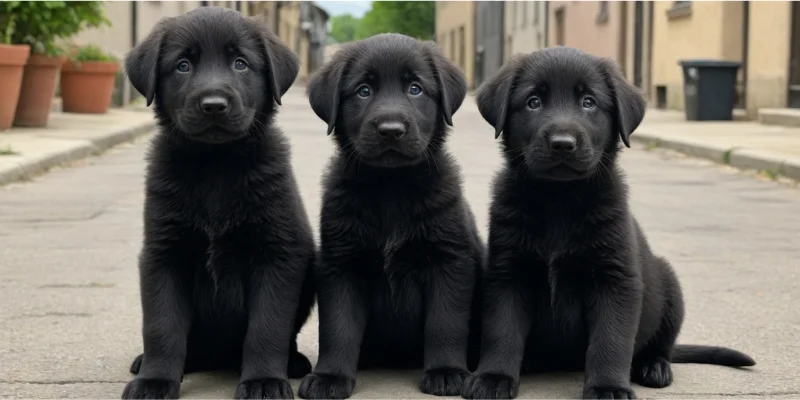 Brief of Black Lab German Shepherd Puppies