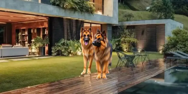 Common Red and Black Long-Haired German Shepherd